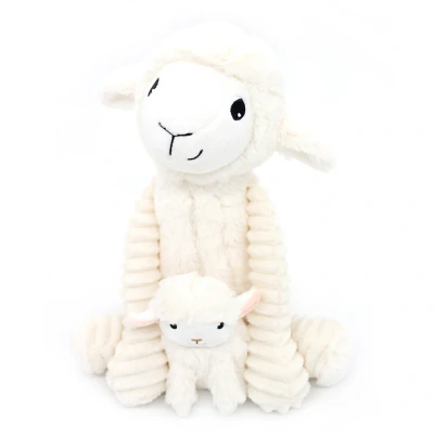 Afbeelding van Les déglingos Ptipotos Pluche Knuffel Olou Schaap Moeder En Haar Witte Baby