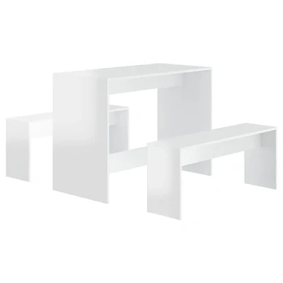 Image de vidaXL Ensemble à manger 3 pcs Blanc brillant Bois d&#039;ingénierie809482