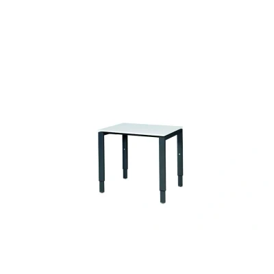 Afbeelding van Domino bureau, hoogte instelbaar (62 85cm) met 80x60cm &#039;zwevend&#039; krijtwit 25mm blad en zwart (RAL9005) N poot frame.