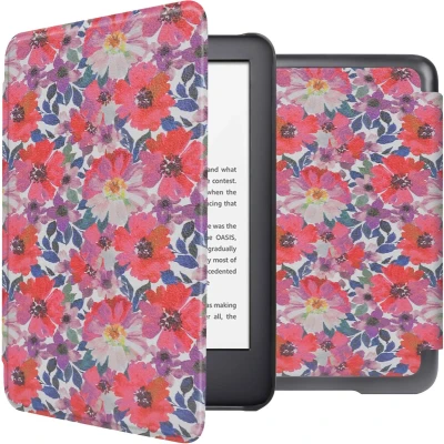 Afbeelding van iMoshion Ereader Cover / Hoesje Geschikt voor Amazon Kindle (2022) 11th gen Design Sleepcover Bookcase zonder stand Flower Watercolor