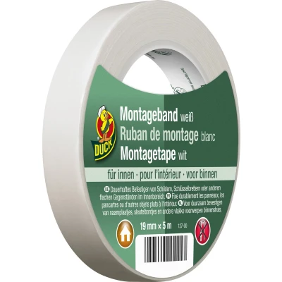 Afbeelding van Montagetape Duck 5 meter (Wit, Binnen, 19 mm)