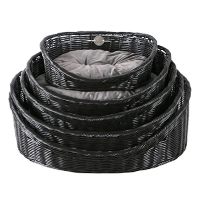 Afbeelding van D&amp;d Home Dierenkussen Hond Rustic Rattan Met Kussen Set Of 5 Sizes Zwart/antraciet 1st