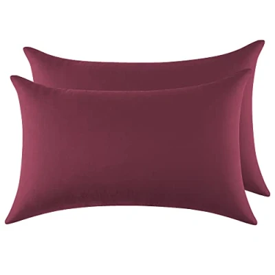 Afbeelding van Kussensloop, 100% katoen, 50x80 cm, 2 stuks, rechthoekig, Puro jersey, 120 g/m², kussensloop duurzaam en hypoallergeen, wijnrood