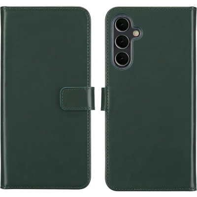 Afbeelding van Selencia Hoesje Geschikt voor Samsung Galaxy A16 (5G) Met Pasjeshouder Echt Lederen Bookcase Groen