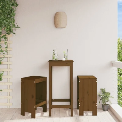 Afbeelding van Barkrukken 2 st 40x36x75 cm massief grenenhout honingbruin
