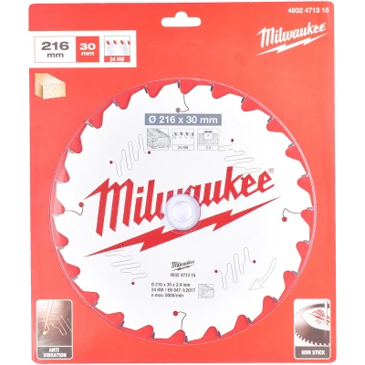 Afbeelding van Milwaukee Zaagblad 216 X 30 Mm Voor Hout (24 Tanden)