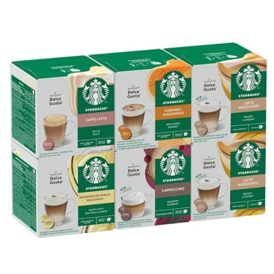 Image de STARBUCKS Pack Variété Café Gourmand by Nescafé Dolce Gusto, Capsules de 6 x 12 (72 Capsules) Exclusivité Amazon