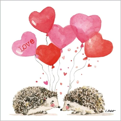 Afbeelding van 20 Papieren lunch servetten Hedgehogs in love 1 pak