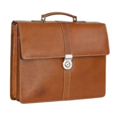 Afbeelding van LEONHARD HEYDEN Leren Afzonderlijke gevallen Schoudertas met laptopvak Bergamo Briefcase 2 Light Brown Bruine
