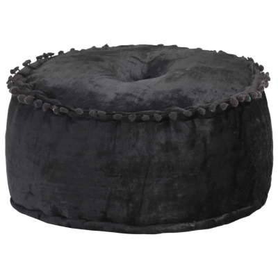 Afbeelding van Poef rond 40x20 cm fluweel antraciet