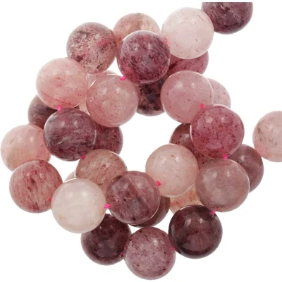 Afbeelding van Aardbeienkwarts Kralen (10 mm) 39 Stuks