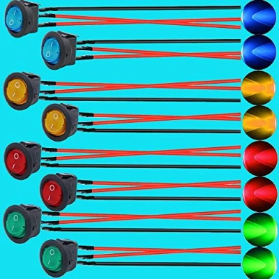 Afbeelding van RUNCCI YUN Ronde tuimelschakelaar, AC 250 V/6 A, 125 V/10 3 polig, vergrendelingsknop, schakelaar, voor auto, vrachtwagen, raceauto&#039;s, (met laslijn)