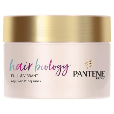 Afbeelding van Pantene Hair Biology volgelaatsmasker, verjongend en verdichtend haarmasker, reparatiebehandeling voor fijn, licht gekleurd haar, 0% parabenen, kleurstoffen minerale oliën, 160 ml, Beige