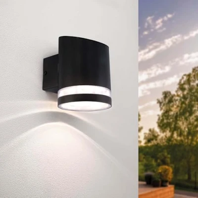 Afbeelding van Ledvion Wandlamp, Buitenlamp, Buiten Verlichting, Solar Tuinverlichting, LED Lamp, Sfeerlicht, Elara, 3000K, IP44, Zwarte Lamp