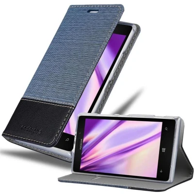Afbeelding van Cadorabo Hoesje geschikt voor Nokia Lumia 925 in DONKERBLAUW ZWART Beschermhoes met magnetische sluiting, standfunctie en kaartvakje Book Case Cover Etui