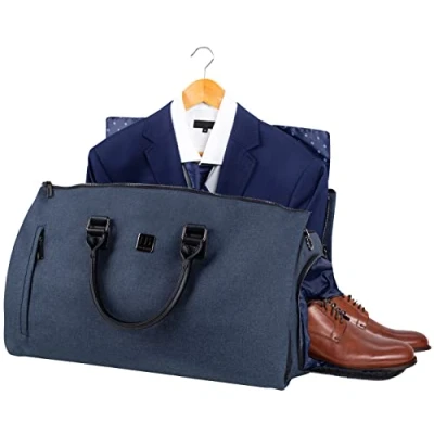 Afbeelding van 2 in 1 reistas en reiskledingtas, laptoptas, geschenkdoos, weekendtas, kostuumtas, voor heren, reistassen, handbagage op reis, Donkergrijs, Stijlvol