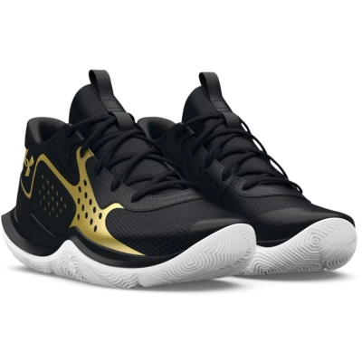 Afbeelding van Under Armour GS Jet 23 Basketbal Schoenen Black 001 / Metallic Gold 777 Kinderen EU 37.5