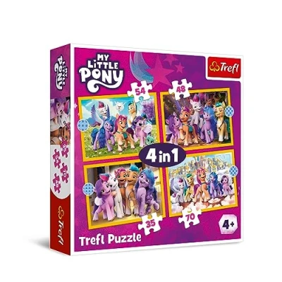 Afbeelding van Trefl My Little Pony, Ontdek de Pony 4 in 1 puzzels, van 35 tot 70 elementen kleurrijke puzzels met stripfiguren, voor kinderen vanaf jaar.