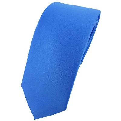 Afbeelding van TigerTie Smalle satijnen stropdas in effen kleur verschillende kleuren, Blauw, One Size