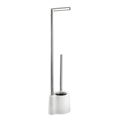 Afbeelding van WENKO Toiletbutler Avola RVS glanzend/wit Toiletrolhouder en Toiletborstel met houder