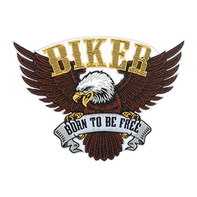 Afbeelding van Finally Home Born to be Free Biker Aigle Grote opstrijkbare patch Motorpatches voor leren jassen