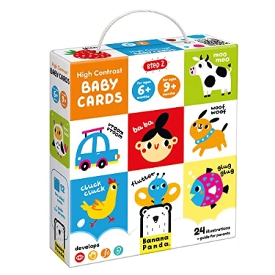 Afbeelding van Banana Panda Hoog contrast babykaarten 6m+ 9m+