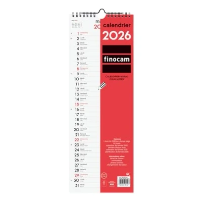 Afbeelding van Finocam Wandkalender 2026, 1 maand per pagina, januari december 2026 (12 maanden) kalender om op te schrijven maandplanner neutraal Nederlands