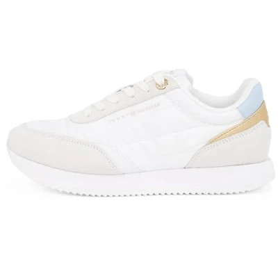 Afbeelding van Tommy Hilfiger Essential Runner Sneakers laag, Dames, Maat: 41, White/breezy blue Leer en textiel