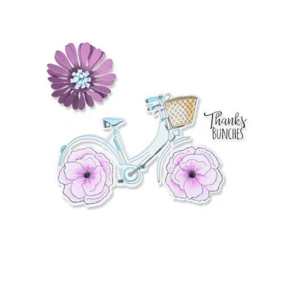 Afbeelding van Sizzix Framelits Die Set 4PK w/Stamps Thankful Bicycle 665322 Jen Long (01 22)