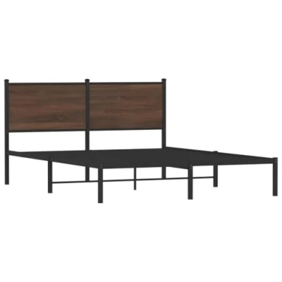 Image de vidaXL Cadre de lit en métal avec tête chêne marron 137x190 cm