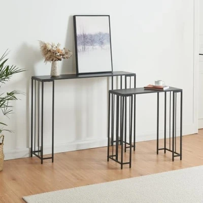 Afbeelding van Console tafel Ørsta set van 2 zwart [en.casa]