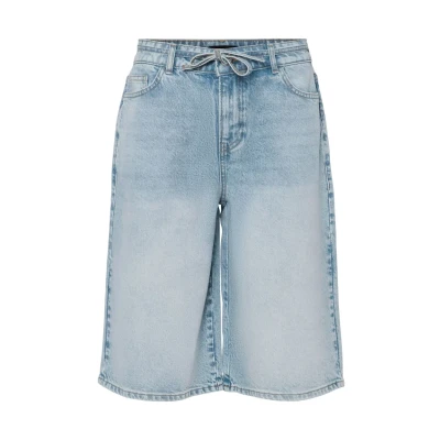 Afbeelding van Pieces Pcselma WIDE Jeansshort, Dames, Maat: 26, Light blue denim