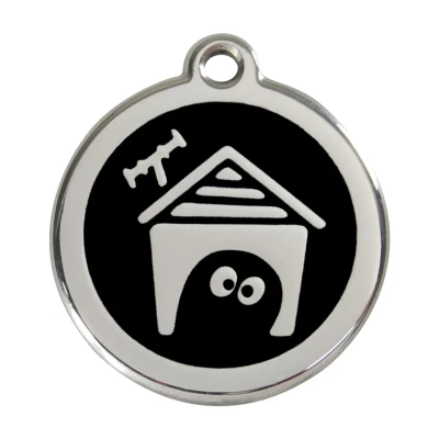 Afbeelding van Dog House Black roestvrijstalen hondenpenning large/groot dia. 3,8 cm RedDingo
