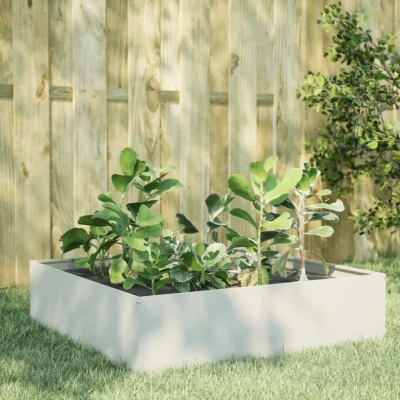 Afbeelding van vidaXL Plantenbak verhoogd 100x100x25 cm staal wit