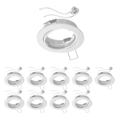 Afbeelding van ledscom.de 10 stuks inbouwframe voor plafond FERE mat wit draaibaar (LED/halogeen/MR16/50mm) incl. GU5.3 fitting