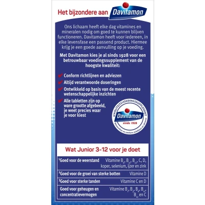 Afbeelding van Davitamon Junior 3 12 Framboos 60 Kauwtabletten