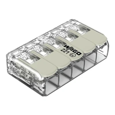 Afbeelding van WAGO 221 485 Verbindingsklem Flexibel: 0.20 4 mm² Massief: Aantal polen: 5 1 stuk(s) Transparant, Wit