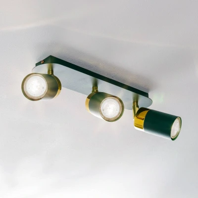 Afbeelding van Plafondspot Joker, groen/goud, 3 lamps