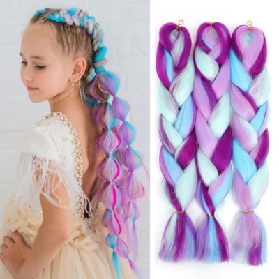 Afbeelding van FANWYFYU Set van 3 61 cm ombre gevlochten haarextensies synthetische vezels voor gedraaide vlechten (MD9)