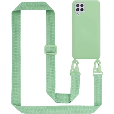 Afbeelding van Cadorabo Mobiele telefoon ketting geschikt voor Samsung Galaxy A22 4G / M22 M32 in LIQUID LICHT GROEN Silicone beschermhoes met lengte verstelbare koord riem