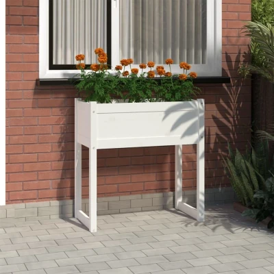 Afbeelding van Plantenbak 78x40x81 cm massief grenenhout wit