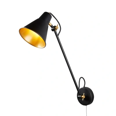 Afbeelding van Wandlamp 6302 van metaal, zwart goud