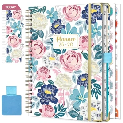 Afbeelding van NEYSA Agenda 2025 2026, weekkalender voor juli juni 2026 (12 maanden), A5, schoolagenda met penlus, bladwijzer en planstickers (roze)