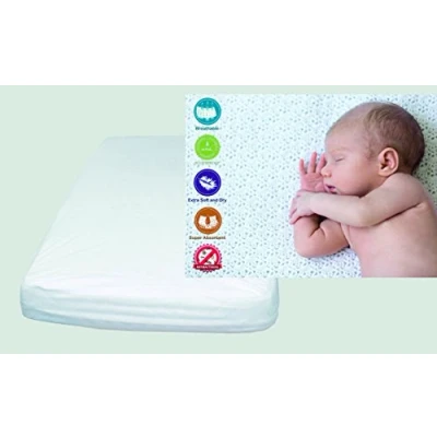 Afbeelding van Ti TIN Matrasbeschermer voor kinder /babybed, 35 x 75 cm, zacht, ademend, waterdicht en antibacterieel, 100% katoen, voering van polyurethaan, badstof, kleur wit