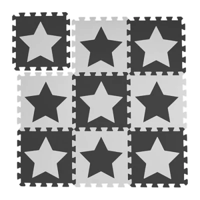 Afbeelding van Relaxdays speelmat foam sterren puzzelmat kinderen speelkleed vloermat eva schuim wit grijs