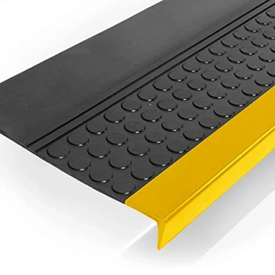 Afbeelding van ANRO Rubberen trapmatten voor buiten/binnen, antislip, geel, 75 x 30 4 cm