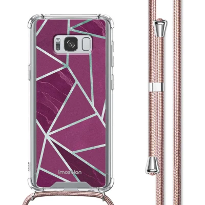 Afbeelding van iMoshion Hoesje Geschikt voor Samsung Galaxy S8 met Koord Design Meerkleurig / Bordeaux Graphic