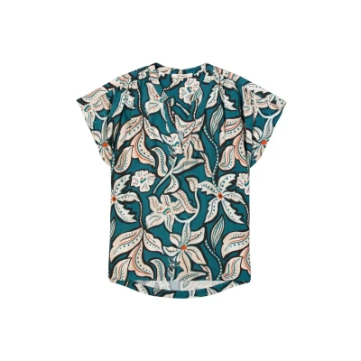 Afbeelding van Garcia Blouse Bloemenprint Blauw/dessin XS