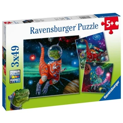 Afbeelding van Ravensburger puzzel DinosauriÃ«rs in de ruimte 3 x 49 stukjes kinderpuzzel