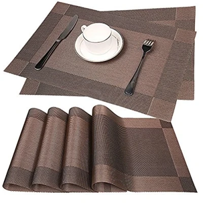 Afbeelding van Fontic Placemat, antislip, afwasbaar, van pvc, hittebestendig, vuilafstotend, set 6, 30 x 45 cm, bruin